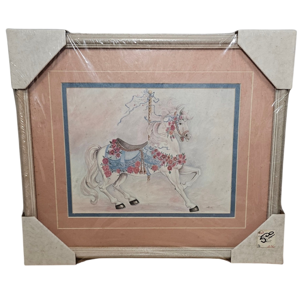 VTG 1990 House Of Lloyd Consuelo Gamboa "Captivating Carousel" Horse Framed Art